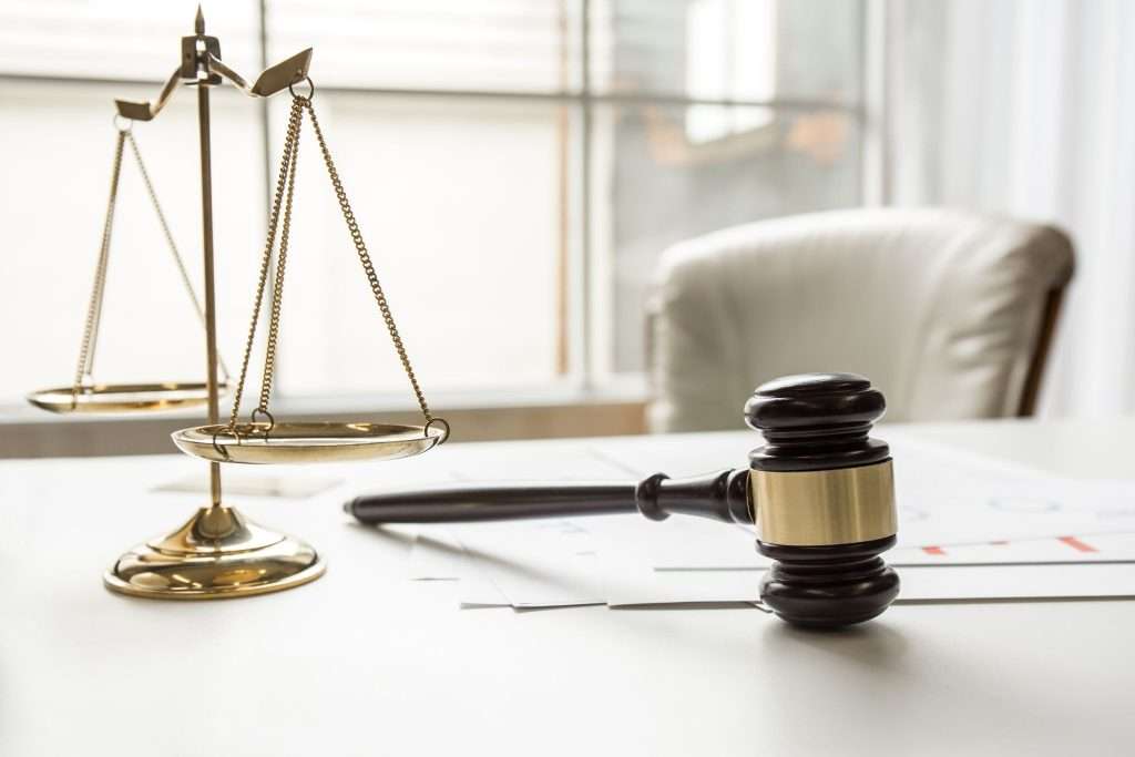 Gavel in courtroom working office of lawyer legislation.